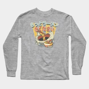 I Need More Ramen Funny Shark Gray by Tobe Fonseca Long Sleeve T-Shirt